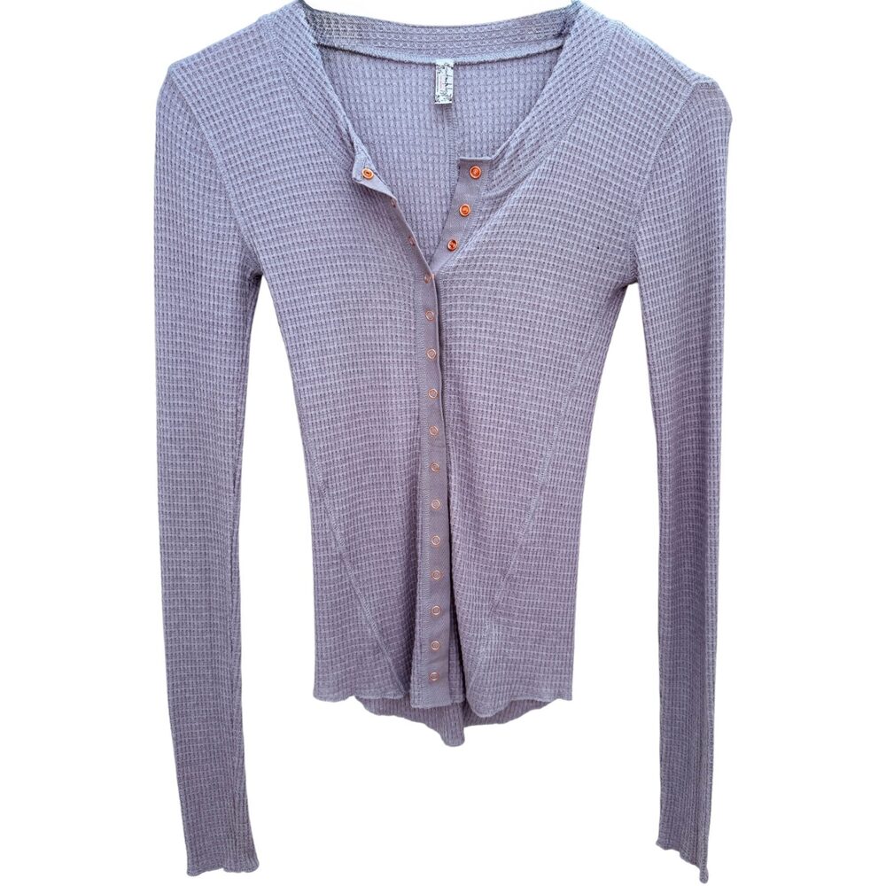 Free People Womens Intimately Button-Up XS Gray Orange OB2069818